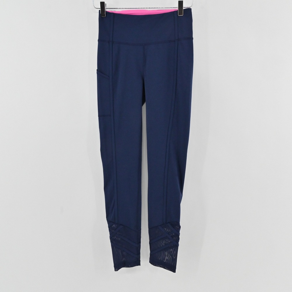 Lilly Pulitzer Luxletic Weekender Leggings Womens Size S Navy Blue Mesh Pocket